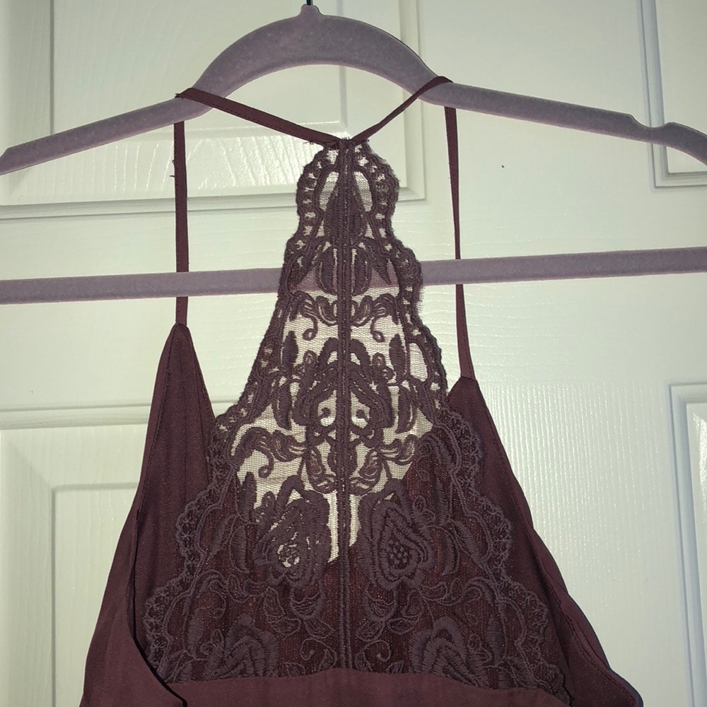 LA Hearts Burgundy Blousy Tank w/ lace racerback - Picture 4 of 7